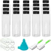 20 Pcs Plastic Bottles with Caps, Wanfoou 250ml Plastic Juice Bottles with Caps, Reusable Juice Containers with Labels, Bulk Clear Empty Juicing Bottles for Smoothie Milk Cold Water Beverages