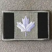 Embroidered Canada Canadian Flag Tactical Hook Loop Patch Badge Grey