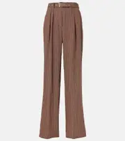[Dries Van Noten] Dries Van Noten Linen-blend wide-leg pants AU 8 brown