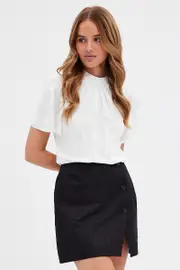 White Short Sleeves Work Top - Size 14, Women's Top