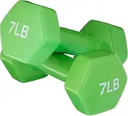 AmazonBasics Vinyl Dumbbells, 7lbs / 3.2kg