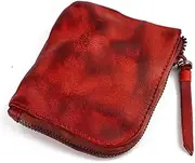 [DLUXCA] Literary Retro Wallet Hand-Painted Old-Fashioned Washed Mini Coin Purse Coin Clip (Color : A, Size : 10 * 8 * 6 * 2cm)