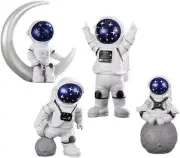 4 Pcs Astronaut Figurines Cake Topper Outer Space Cake Decoration Spaceman Model