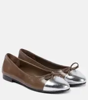 [Tory Burch] Tory Burch Cap-Toe leather ballet flats UK 2.5 brown