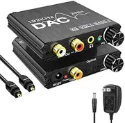 192KHz Digital to Analog Audio Converter with Bass and Volume Adjustment,Digital SPDIF/Optical/Toslink/Coaxial to Analog Stereo L/R RCA and 3.5mm Jack Converter for PS3 PS4 DVD