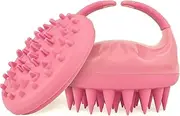 2-in-1 Scalp Massager and Exfoliator Shampoo Brush Shower Scrubber with Soft Silicone Bristles for Hair Wash, Including Body Brush Attachment for Dandruff Removal and Hair Growth Stimulation – Pink