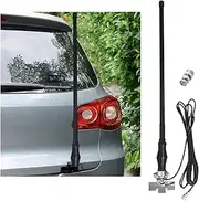 Car Ham Radio Antenna/Dual Band VHF UHF Vehicle GMRS Mobile Aerial for Uniden Bearcat Whistler Icom Yaesu Cobra Midland Truck Mobile Radios, Car Bonnet Bracket/ 5meter Cable PL259