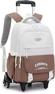 [PROTAURI] Children's School Bag for Girls Boys Teenagers Trolley Backpack Primary School Book Bag Hand Luggage with 6 Wheels
