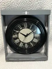 BNIB 10” WALL CLOCK CYNTHIA ROYCE BLACK DESIGNER WALL CLOCK (REQ 1 AA Battery)