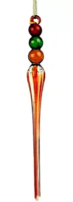Handmade Solid Stained Glass Multi Colored Christmas Tree Icicle Ornament #I-4