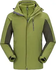 VIDECOR Men’s Ski Jacket 3 in 1 Waterproof Winter Jacket Snow Jacket Windproof Hooded with Inner Warm Fleece Coat,D-XXL