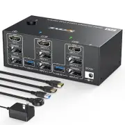 riple Monitor KVM Switch 3 Monitors 2 Computers,3 Port 2 Displayport + HDMI USB