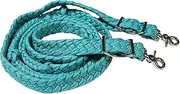 CHALLENGER Horse Braided Poly Nylon Roping Western Barrel Reins Tack Turquoise 60753