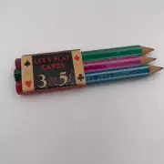 3 VINTAGE EMPIRE PENCILS: "LET'S PLAY CARDS" MINI PENCIL SET - UNUSED - NOS