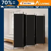 6-Panel Room Divider Black 300x200 cm Fabric Privacy Screen Home Decor Par 50193