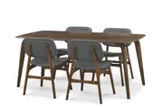 Vincent Dining Table with 4 Joshua Chairs, Walnut