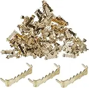 HOMSFOU 100pcs Hook Photo Frame Back Panel Window Point Small Saw Tooth Picture Hangers Picture Hanging Chain Invisible Nail Hangers Picture Frame Hardware Clip Wire Iron Golden