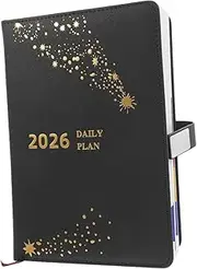 jojofuny A5 Pu Journal Planner Notebook: 2026 Diary Business Notes Books with Monthly Index for Office Schedule Personal Writing Use