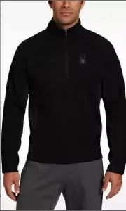 Men's Spyder Outbound Core Sweater Black Quarter Zip Athletic Pullover Med NEW!