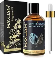 [MAYJAM] White Musk Fragrance Oil, 100ML/3.38FL.OZ Premium Quality White Musk Oil for Diffuser, Soap Candle Making, Scented Oil with Glass Dropper