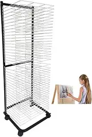 40 Layer Art Drying Rack,Classroom Drying Easel,Space-Saving Rack for 8K/A3 Artwork/Paintings,with Lockable Wheels,Ideal for Schools and Nurseries