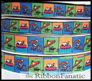3yds 5/8" or 7/8" Cartoon Beagle Summer Beach Grosgrain Ribbon