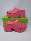 CROCS SIREN CLOG Women Hyper Pink Chunky Heel Comfort Slip On Platform. W10 M8