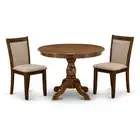 East West Furniture Hartland 3-Piece Wooden Dining Set in Walnut/Light Tan