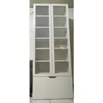 IKEA 玻璃門片展示櫃書櫃 六層及一個滾輪大抽屜 白色 二手 需自取