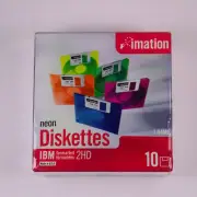Imation Neon Diskettes IBM Formatted 2HD 1.44 mb NEW 10pack sealed
