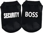 2Pack Security Costume Cotton Dog Shirt for Small Boy Pet Clothes Boss/Security Puppy Black Vest T-Shirts Cat Top Tee Breathable Stretchy