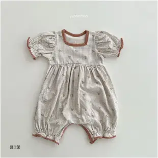 peekaboo 漿果格子連身衣 ｜寶寶 嬰兒 包屁衣 寶寶衣服 女韓國童裝 包屁 嬰兒髮帶 兒童連身衣