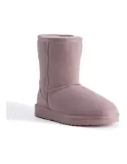 [Aus Wooli Ugg] Women Mid Calf Sheepskin UGG Boot Pale Pink