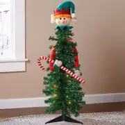 3-Ft Lighted Elf Character Christmas Tree Cheerful Fun Holiday Home Decor