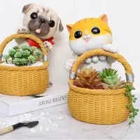 在飛比找蝦皮購物優惠-創意可愛狗狗貓咪花盆收納籃