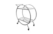 Roman Glass Bar Cart / Trolley With Wheels - Silver