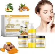 3 In 1 Turmeric Combo Skincare Set, Turmeric Glow Face Wash Combo, Glow Butter for Face Turmeric, Turmeric Glow Butter, Turmeric Glow Combo Skincare Set for Dark Spot with Preme (2 Set)