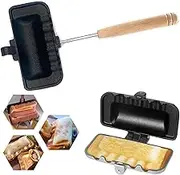 Breakfast Sandwich Maker, Sandwich Grill - Handheld Pie Iron,Hand Toaster, Cast Iron Camp Pie Cooker, Campfire Sandwich Maker-Perfect for for Breakfast Pancakes, Omelets, Bread and Toast