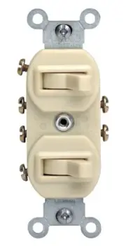 5243-I 15 Amp, 120/277 Volt, Duplex Style Two 3-Way Combination Switch, Comme...
