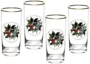 Spode Portmeirion The Holly and The Ivy Set of 4 Tall Highball Hiball Glasses