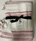 Hearth & Hand Magnolia Holiday Tree Skirt Red White Plaid Linen 52" Round