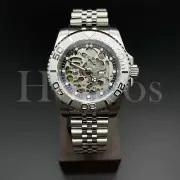 Custom Made Skeleton Watch 40 mm YM Style Diver NH70 Auto Movement Silver Bezel