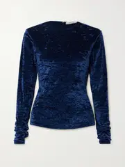 [FRAME] FRAME - Crushed-velvet Top - Blue - small small Blue