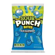 Sour Punch Bites Sweet Candy Blue Raspberry Flavored Sour Candy 5oz 12 Bags
