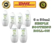 6X 50ML Simple Soothing Roll-On Deodorant Anti-Perspirant For Sensitive Skin