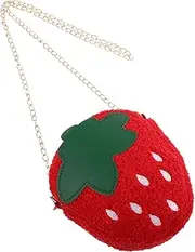 [VALICLUD] Cute Cartoon Strawberry Shaped Shoulder Bag for Toddlers, Stylish Purse for Kids Plush Fruit Design Handbag for Girls