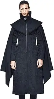[Devil fashion] Men's Gothic Coat Long Cloak Retro Sleeve Detachable Winter Casual Capes Overcoats Stage Performance Costume