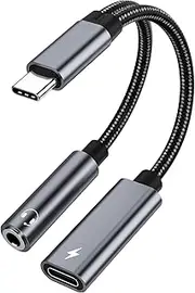 Samsung Galaxy S23 Headphone Adapter, USB C to AUX Mic Jack with PD 60W Fast Charging for Stereo, Earphones, Compatible with Samsung Galaxy S23/S23+/S23 Ultra/S22/S22+, Google Pixel 7/6