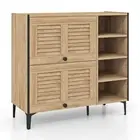 Shoe Rack Organizer with Flip-up See-through Doors and Adjustable Shelves-Oak -