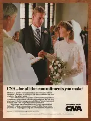 1988 CNA Life Insurance Vintage Print Ad/Poster Retro Romantic Wedding Art 80s